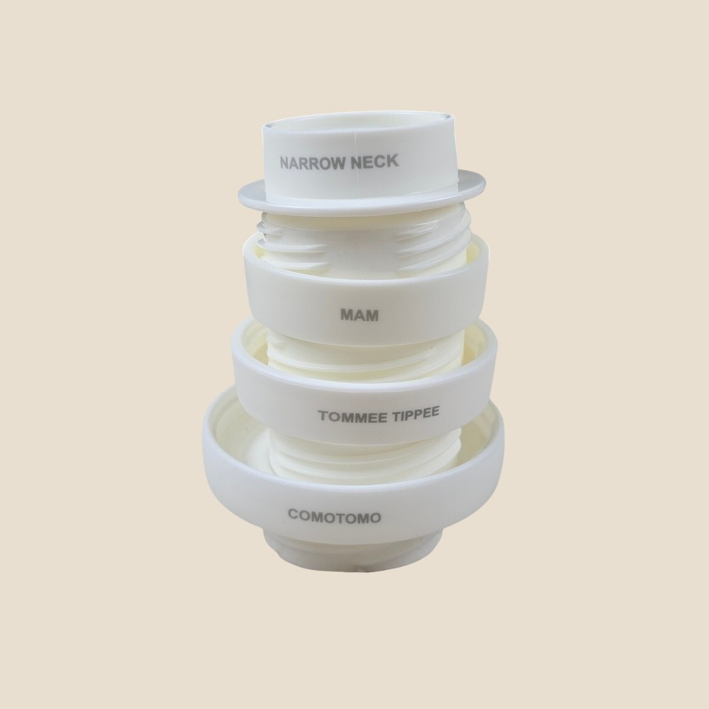 Babys Brew Bottle Adapters White Comotomo Tommee Tippee MAM Narrow Neck 4pc